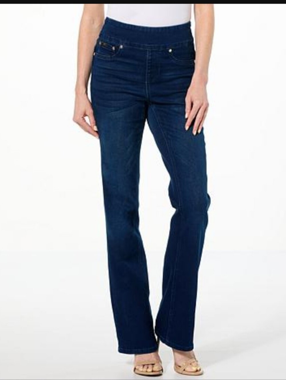 DG2 Diane Gilman Stretch Denim Comfort Waist Bootcut Jeans Dark blue XL 14 16 18